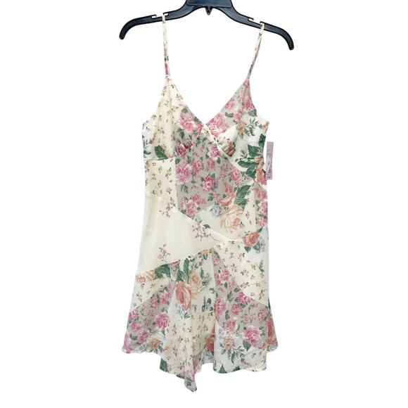 Wild Fable Women's Asymmetrical Mini Slip Dress Pink Floral Size XS - Picture 2 of 6